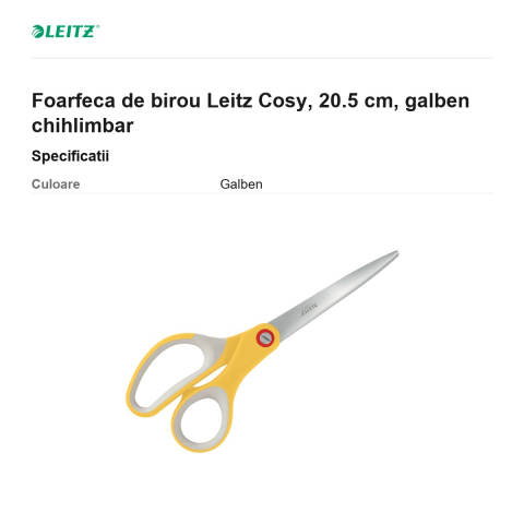 Foarfeca de birou Leitz Cosy, 20.5 cm, galben chihlimbar [2]