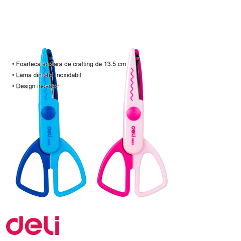 Foarfeca scolara de crafting Deli, lama inox 13.5 cm, design inovator, pentru activitati creative [2]