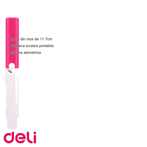 Foarfeca scolara portabila Deli Vivid, varf rotunjit pentru protectie, lama inox, pentru copii [2]