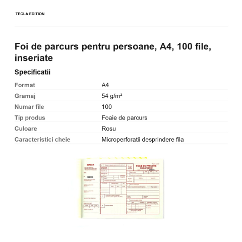 Foi de parcurs pentru persoane, A4, 100 file, inseriate [2]