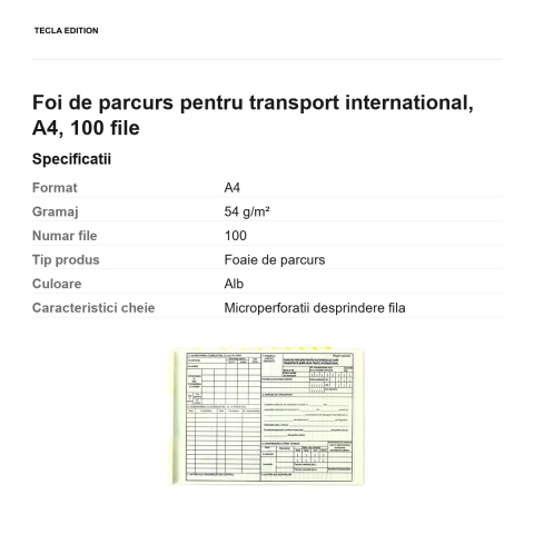 Foi de parcurs pentru transport international, A4, 100 file [2]