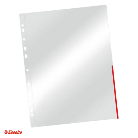 Organizare si arhivare - Folie de protectie cu margine color Esselte A4, pentru arhivare, rosu