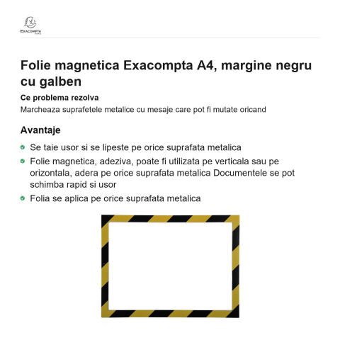 Folie magnetica Exacompta A4, margine negru cu galben [1]