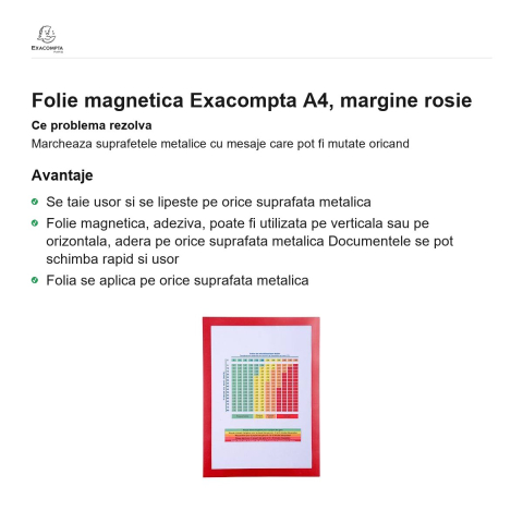Folie magnetica Exacompta A4, margine rosie [1]