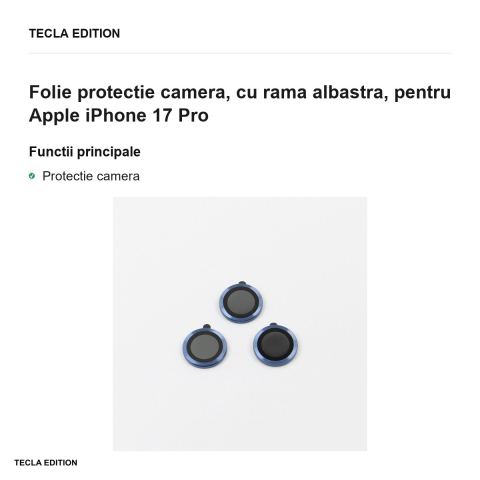 Folie protectie camera, cu rama albastra, pentru Apple iPhone 17 Pro [1]