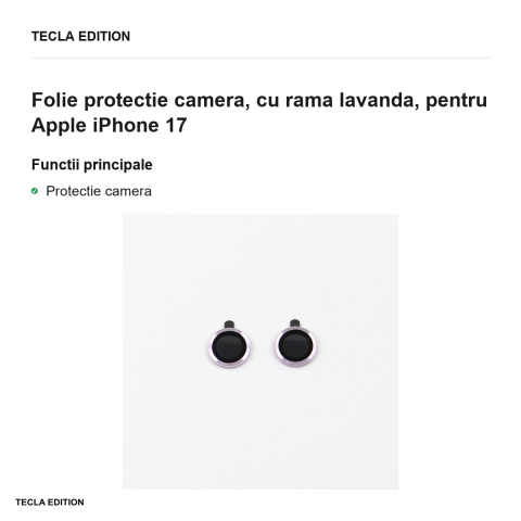 Folie protectie camera, cu rama lavanda, pentru Apple iPhone 17 [1]