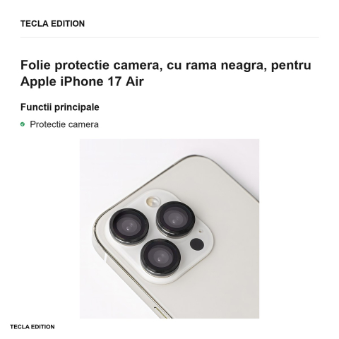 Folie protectie camera, cu rama neagra, pentru Apple iPhone 17 Air [1]