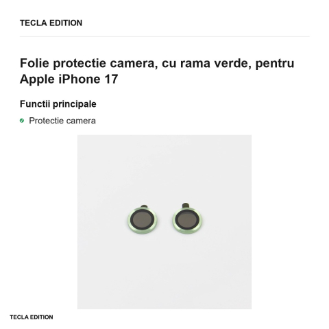 Folie protectie camera, cu rama verde, pentru Apple iPhone 17 [1]