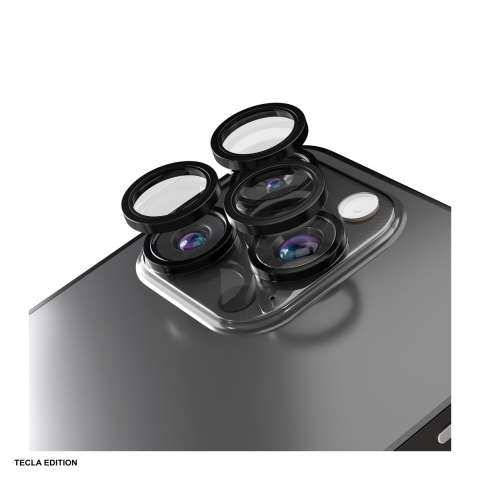 Huse si protectii smartphone - Folie protectie camera Etteri, cu rama neagra, pentru Apple iPhone 16 Pro Max / iPhone 16 Pro