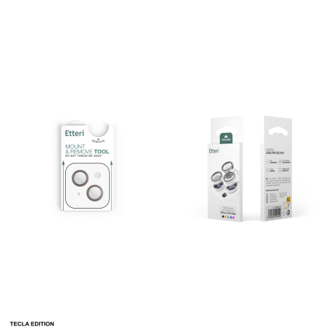 Folie protectie camera Etteri, cu rama roz, pentru Apple iPhone 13 / iPhone 13 Mini [4]