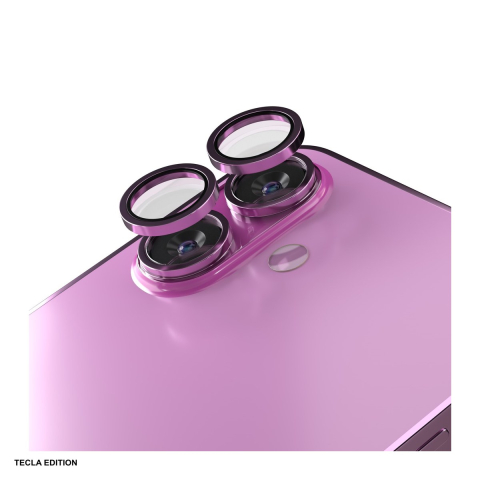 Folii protectie telefoane - Folie protectie camera Etteri, cu rama roz, pentru Apple iPhone 16 / iPhone 16 Plus