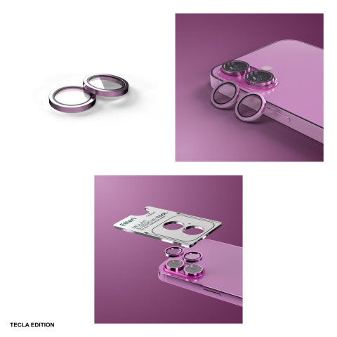 Folie protectie camera Etteri, cu rama roz, pentru Apple iPhone 16 / iPhone 16 Plus [3]