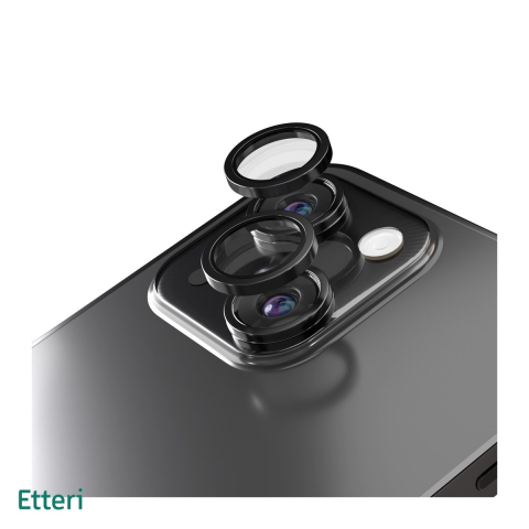 Huse si protectii smartphone - Folie protectie camera pentru iPhone 15, 9H, Etteri, protectie lentila, strat oleofob, strat anti-reflector, Negru