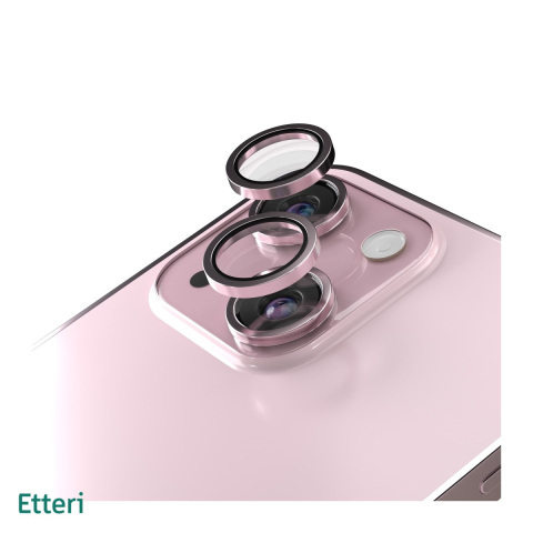 Huse si protectii pentru iPhone 15 - Folie protectie camera pentru iPhone 15, 9H, Etteri, protectie lentila, strat oleofob, strat anti-reflector, Roz