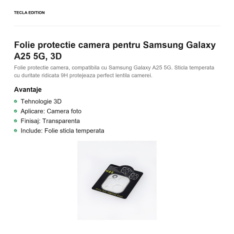 Folie protectie camera pentru Samsung Galaxy A25 5G, 3D [1]