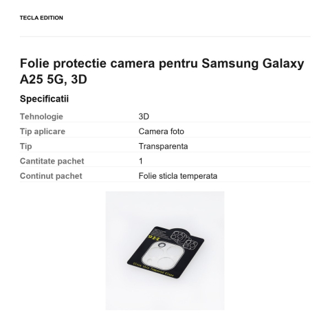 Folie protectie camera pentru Samsung Galaxy A25 5G, 3D [2]