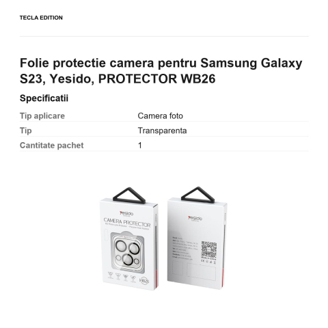Folie protectie camera pentru Samsung Galaxy S23, Yesido, PROTECTOR WB26 [2]