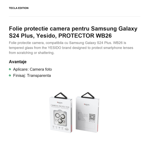 Folie protectie camera pentru Samsung Galaxy S24 Plus, Yesido, PROTECTOR WB26 [1]