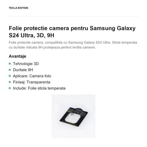 Folie protectie camera pentru Samsung Galaxy S24 Ultra, 3D, 9H [1]