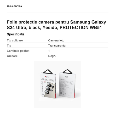 Folie protectie camera pentru Samsung Galaxy S24 Ultra, black, Yesido, PROTECTION WB51 [2]