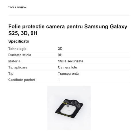 Folie protectie camera pentru Samsung Galaxy S25, 3D, 9H [2]
