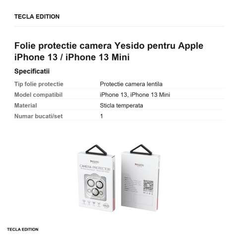Folie protectie camera Yesido pentru Apple iPhone 13 / iPhone 13 Mini [2]