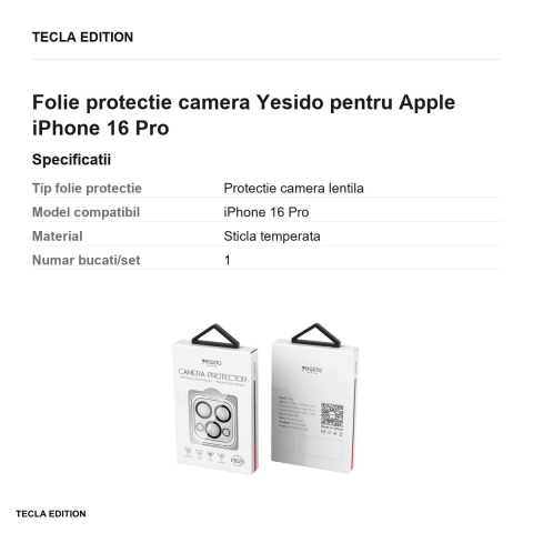 Folie protectie camera Yesido pentru Apple iPhone 16 Pro [2]