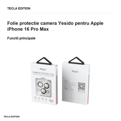 Folie protectie camera Yesido pentru Apple iPhone 16 Pro Max [1]