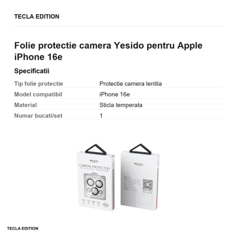 Folie protectie camera Yesido pentru Apple iPhone 16e [2]