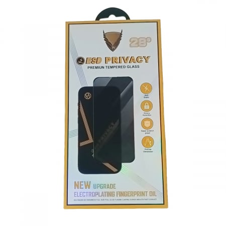 Huse si protectii pentru Xiaomi Redmi 13C 5G - Folie sticla securizata ESD Premium Privacy 28°, pentru Xiaomi Redmi 13C 4G / 5G, HD Ultra, 9H, Anti Spy, in blister