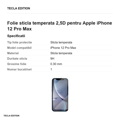 Folie sticla temperata 2,5D pentru Apple iPhone 12 Pro Max [2]