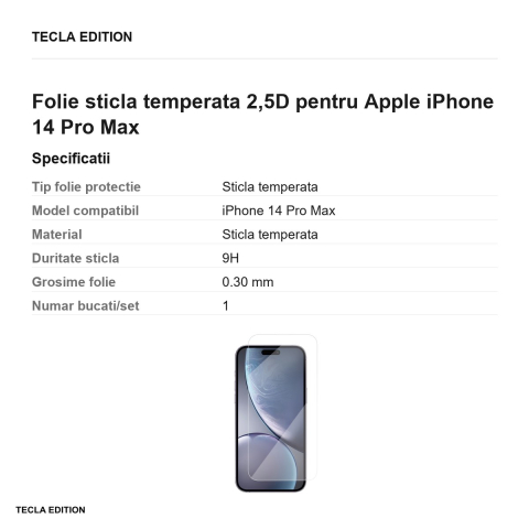 Folie sticla temperata 2,5D pentru Apple iPhone 14 Pro Max [2]