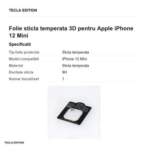 Folie sticla temperata 3D pentru Apple iPhone 12 Mini [2]