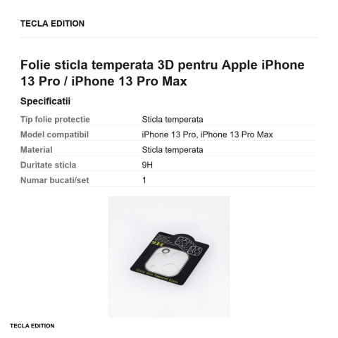 Folie sticla temperata 3D pentru Apple iPhone 13 Pro / iPhone 13 Pro Max [2]