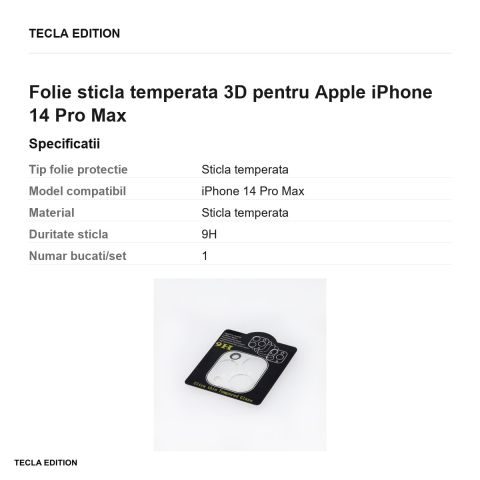 Folie sticla temperata 3D pentru Apple iPhone 14 Pro Max [2]