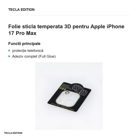 Folie sticla temperata 3D pentru Apple iPhone 17 Pro Max [1]