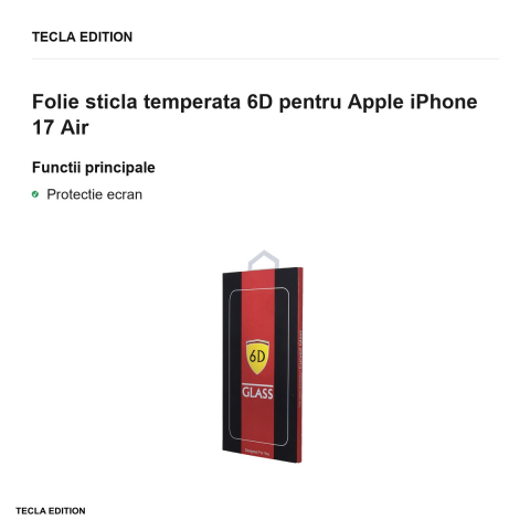 Folie sticla temperata 6D pentru Apple iPhone 17 Air [1]