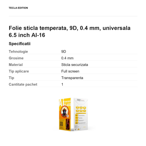 Folie sticla temperata, 9D, 0.4 mm, universala 6.5 inch AI-16 [2]