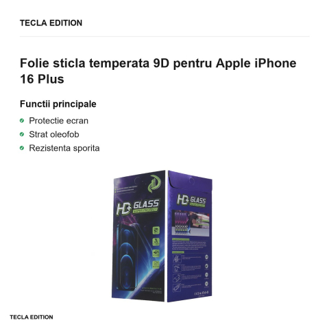 Folie sticla temperata 9D pentru Apple iPhone 16 Plus [1]