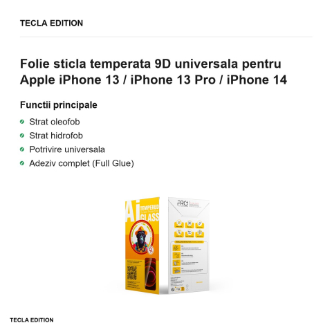 Folie sticla temperata 9D universala pentru Apple iPhone 13 / iPhone 13 Pro / iPhone 14 [1]