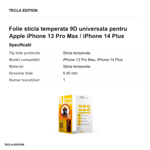 Folie sticla temperata 9D universala pentru Apple iPhone 13 Pro Max / iPhone 14 Plus [2]