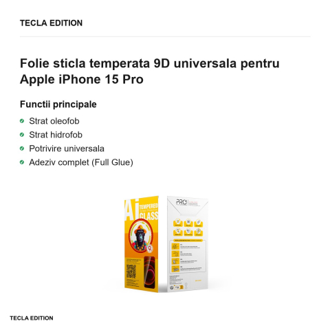 Folie sticla temperata 9D universala pentru Apple iPhone 15 Pro [1]