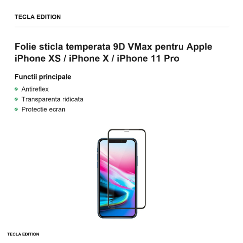 Folie sticla temperata 9D VMax pentru Apple iPhone XS / iPhone X / iPhone 11 Pro [1]