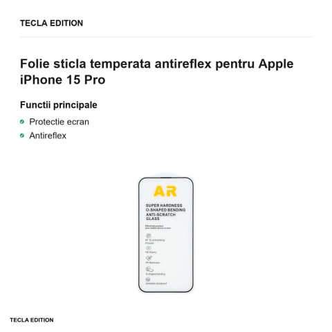 Folie sticla temperata antireflex pentru Apple iPhone 15 Pro [1]