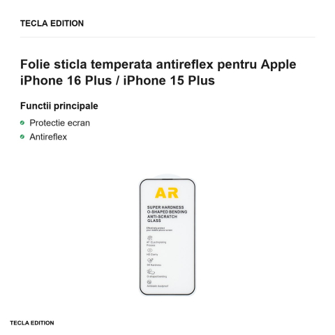 Folie sticla temperata antireflex pentru Apple iPhone 16 Plus / iPhone 15 Plus [1]