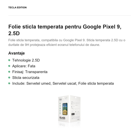 Folie sticla temperata pentru Google Pixel 9, 2.5D [1]