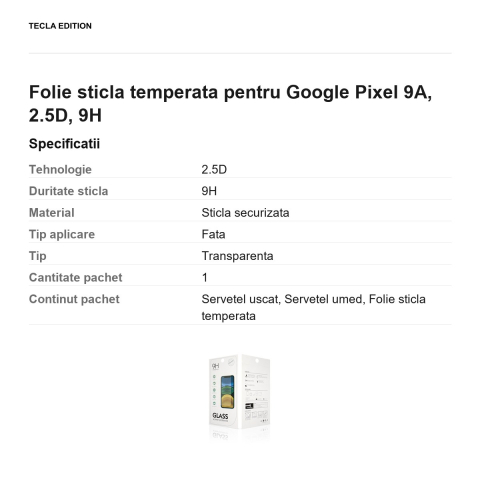 Folie sticla temperata pentru Google Pixel 9A, 2.5D, 9H [2]