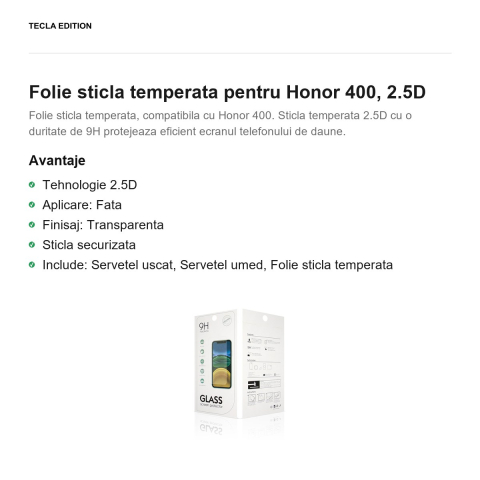 Folie sticla temperata pentru Honor 400, 2.5D [1]