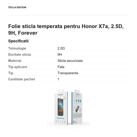Folie sticla temperata pentru Honor X7a, 2.5D, 9H, Forever [2]