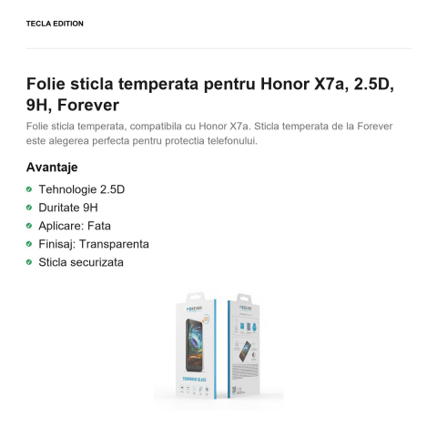 Folie sticla temperata pentru Honor X7a, 2.5D, 9H, Forever [1]